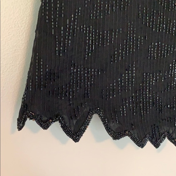Laurence Kazar Vintage Silk Black Beaded Top - Picture 4 of 8